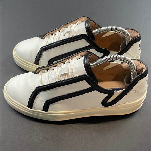 Stuart Weitzman SW Leather Platform Sneakers Cream Black Womens Size 8 - Picture 4 of 8